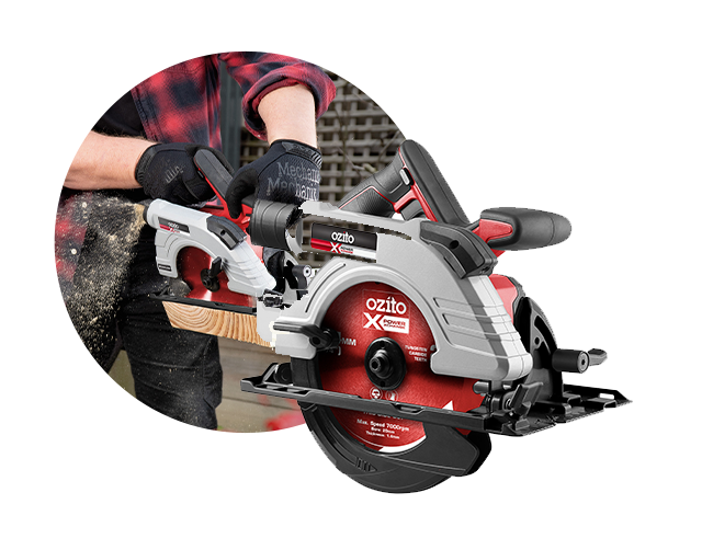 a battery-operated circular saw