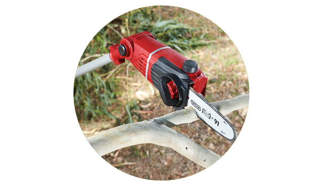 Working with a pole pruner