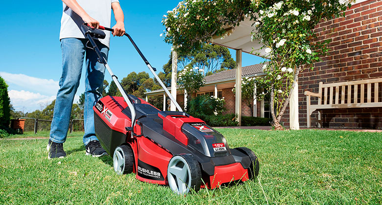 A cordless grass lawn mower